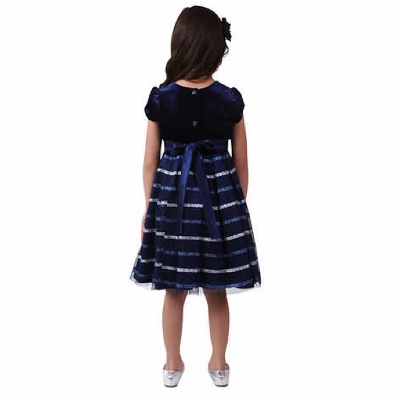 Jona Michelle Kids' Christmas Dress - Navy/Silver - Picture 2 of 7